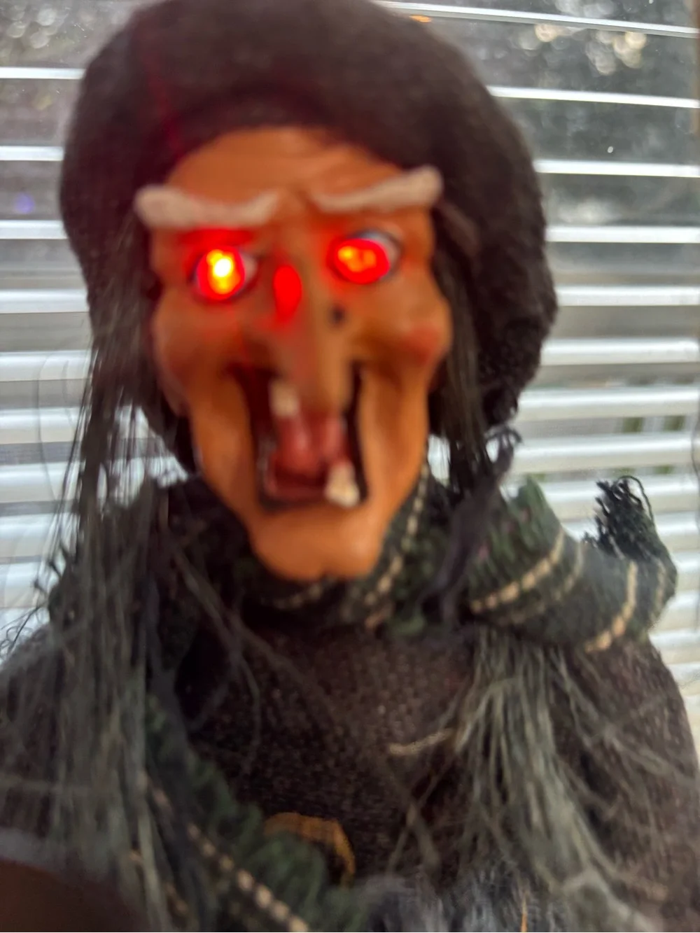 Vintage Halloween Hanging Witch on Broom Kicking